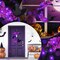 Halloween Moon Cat Wreath 11.8"D x 9.8"W x 2.56"H (Black, Purple)